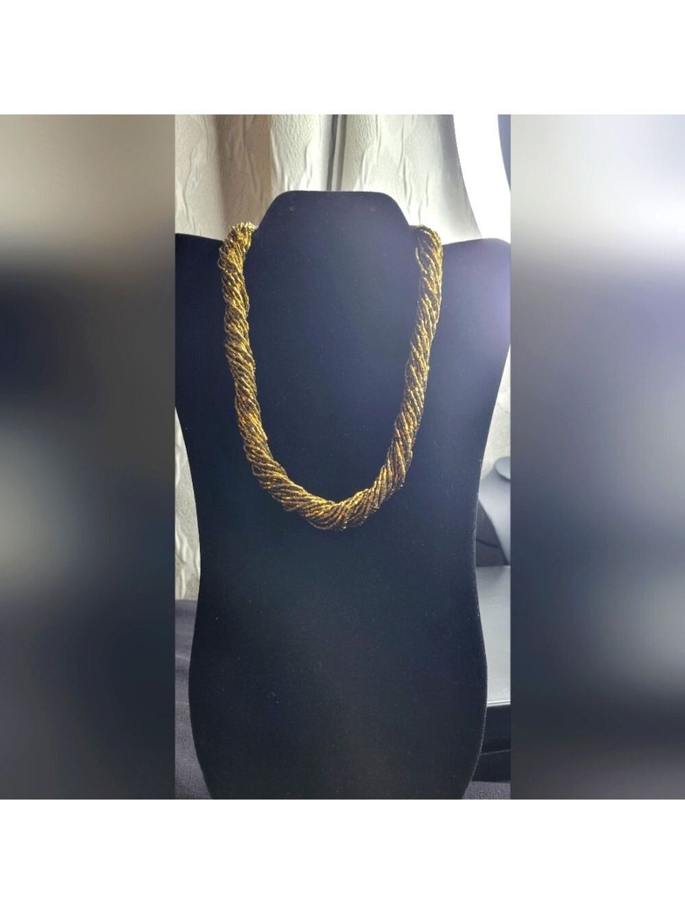 Bold Gold Color Twisted Rope Necklace (#57)